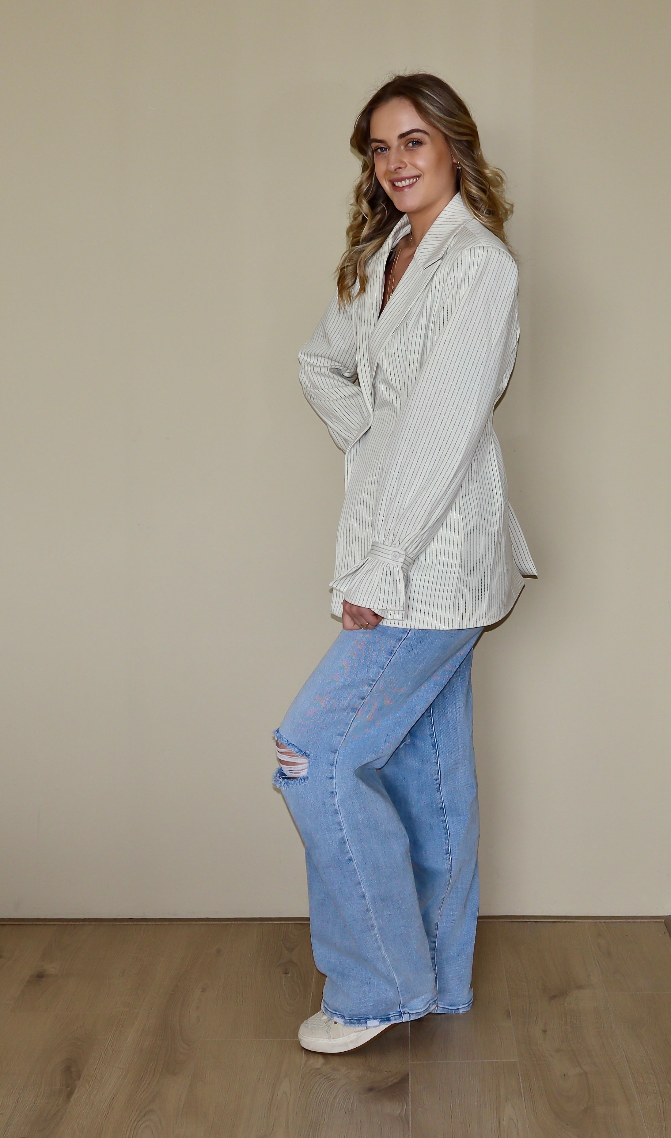 Stripe Blazer Crème