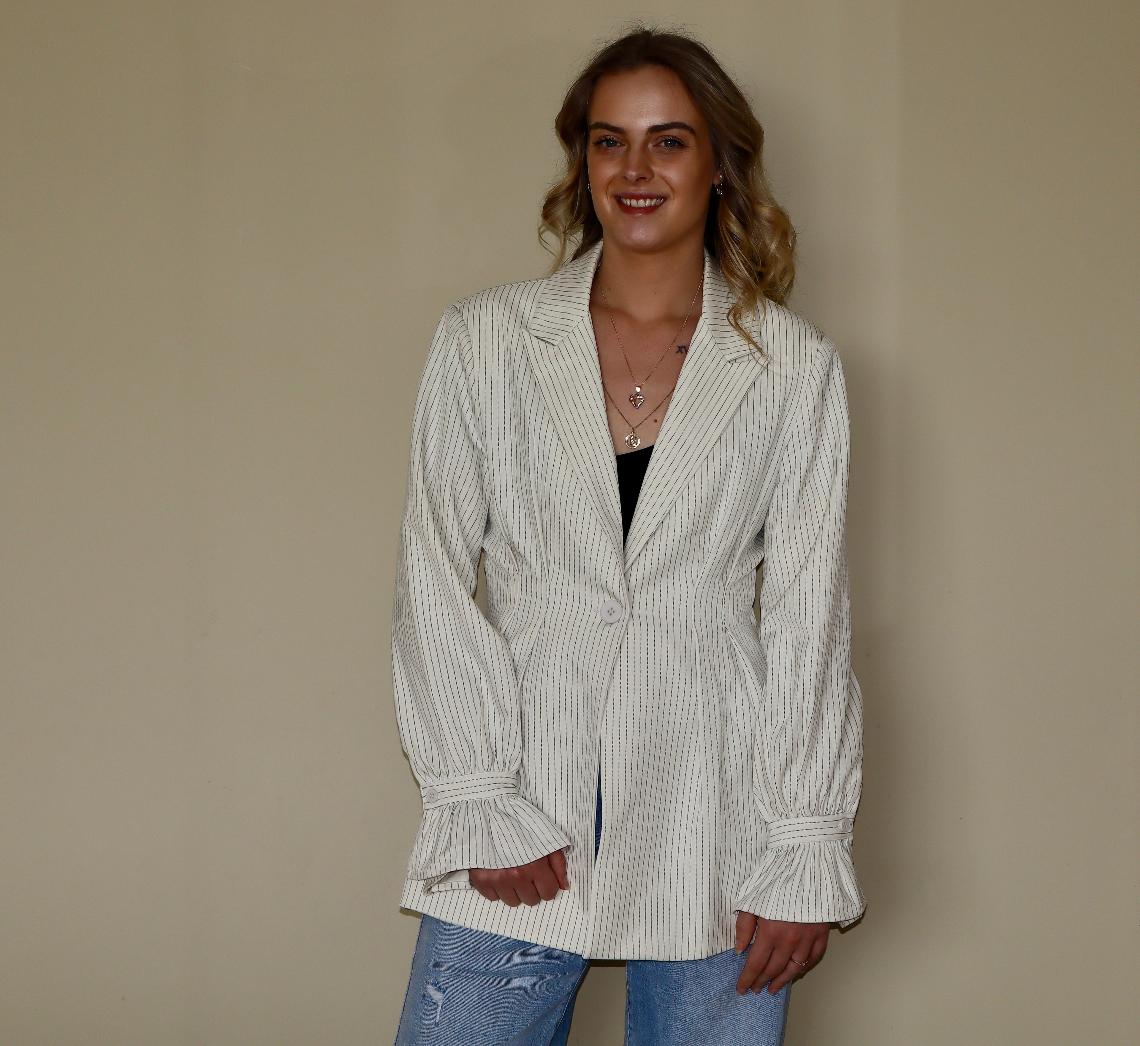 Stripe Blazer Crème
